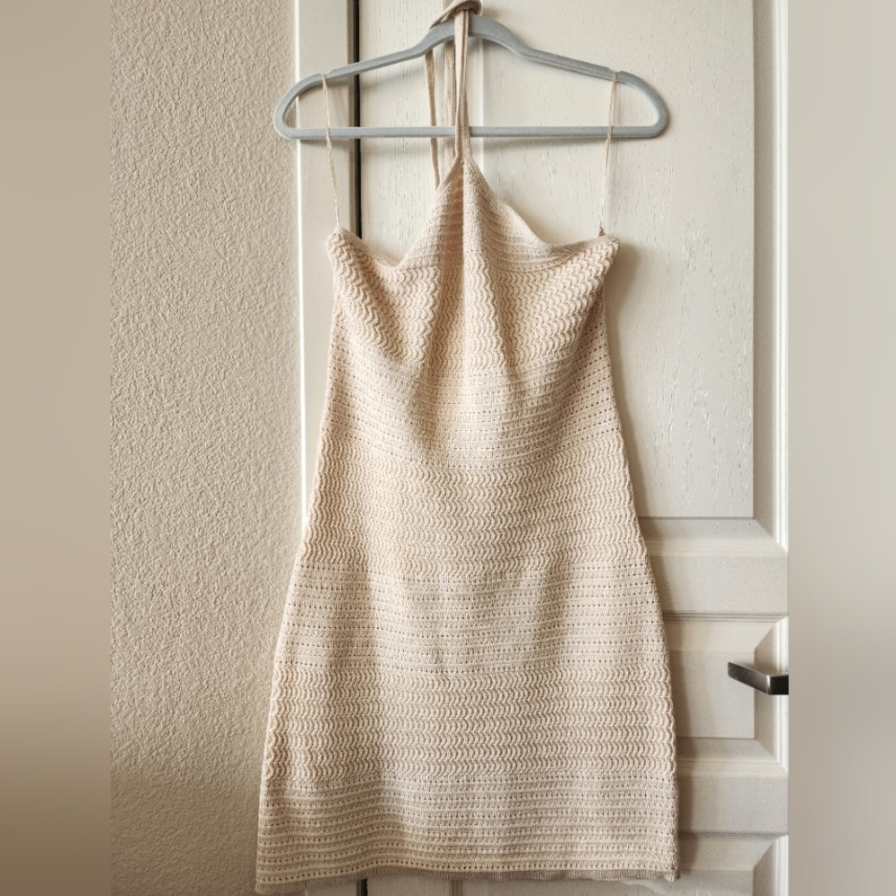 NWT French Connection Crochet Halter Dress in Ivory size medium